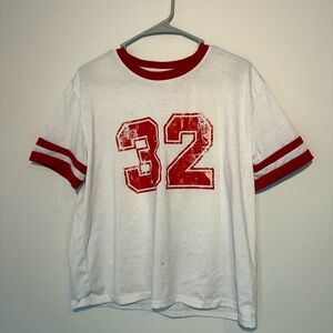 Red and White Jersey Style T-Shirt